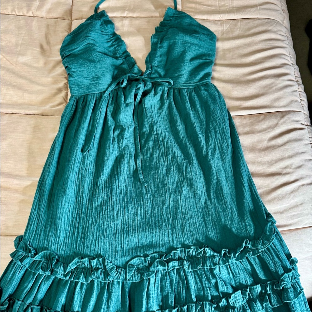 Teal Halter Maxi Dress